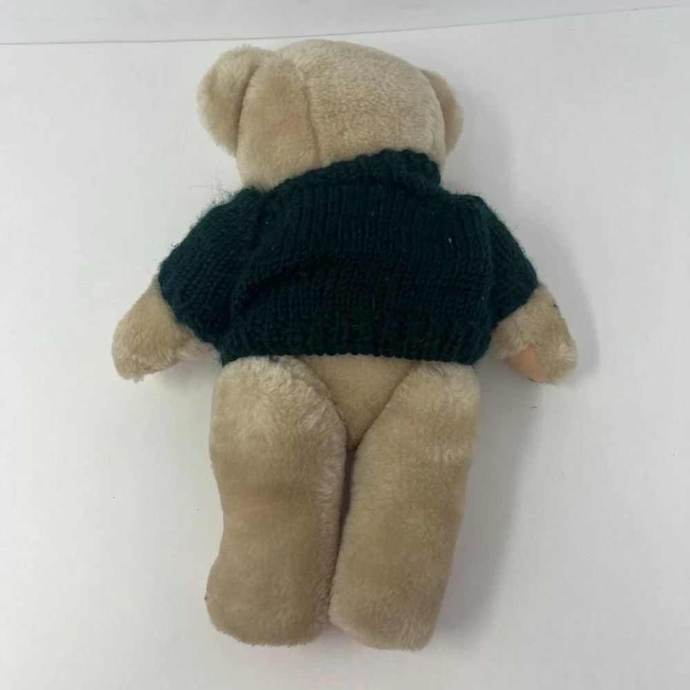 Vintage Teddy Bear Jointed in Green‎ Knitted Frosty Sweater